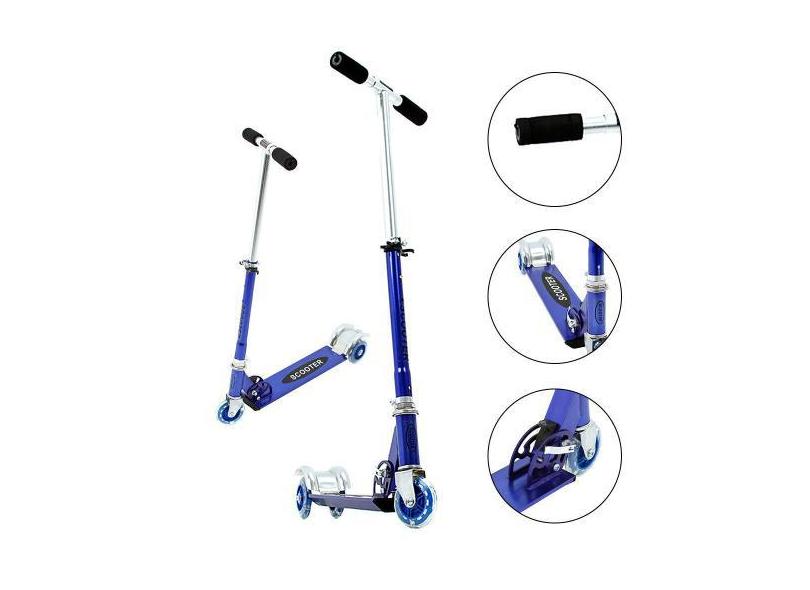 Patinete de Criança Três Rodas de Alumínio Masculino Azul - DM Toys