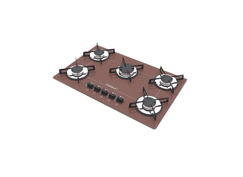Fogão Cooktop 5 Bocas Chamalux Ultra  Chama Premium Bivolt, Marrom, Bi