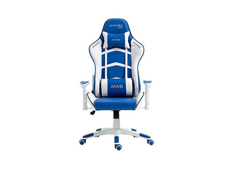 Cadeira Gamer MX5 Giratória Branco e Azul - MYMAX