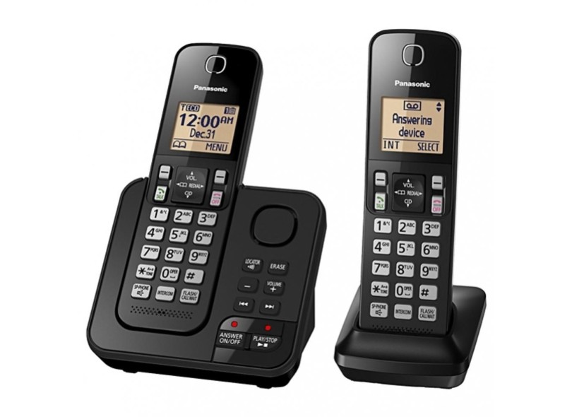 Telefone sem Fio Panasonic com 1 Ramal Secretaria Eletrônica KX-TGC362