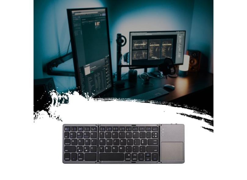 Mini Foldable Touch Mouse Keyboard Three-Fold Wireless Keyboard With ...