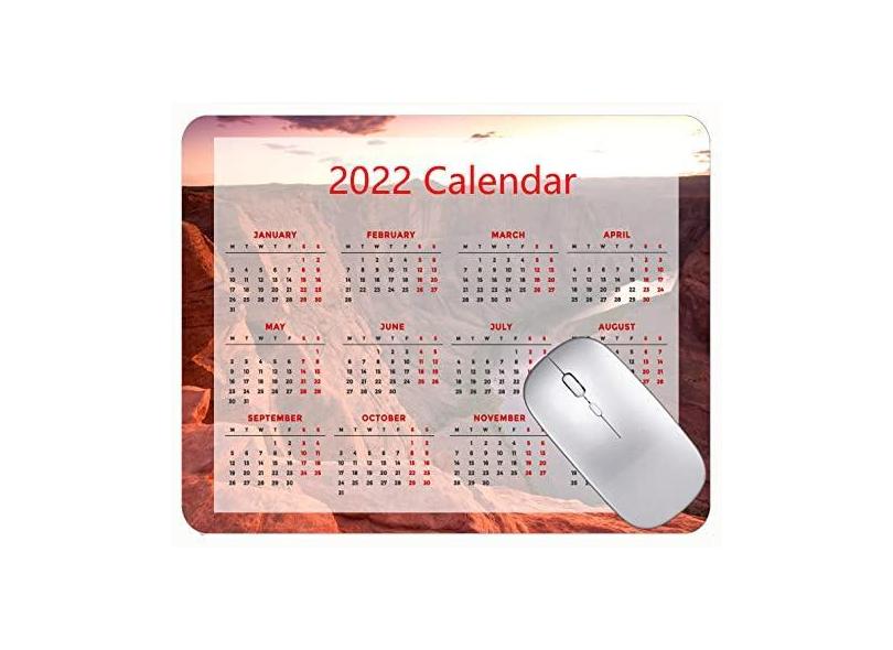 Mouse pad colorido para calendário 2022 ano 2022 Mountain River Canyon tapete vermelho