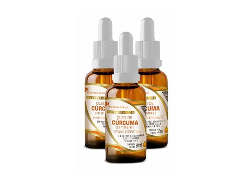 Kit Com 3 - Óleo de Cúrcuma com Vitamina E em Gotas 30ml Flora Nativa do Brasil