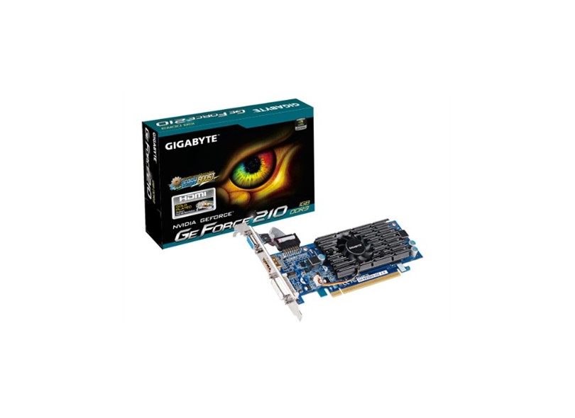 Placa de Video NVIDIA GeForce 210 1 GB DDR3 64 Bits Gigabyte GV-N210D3-1GI