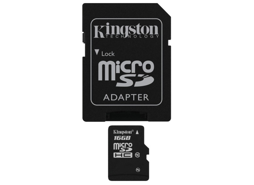 Cartão de Memória Micro SDHC com Adaptador Kingston 16 GB SDC10/16GB