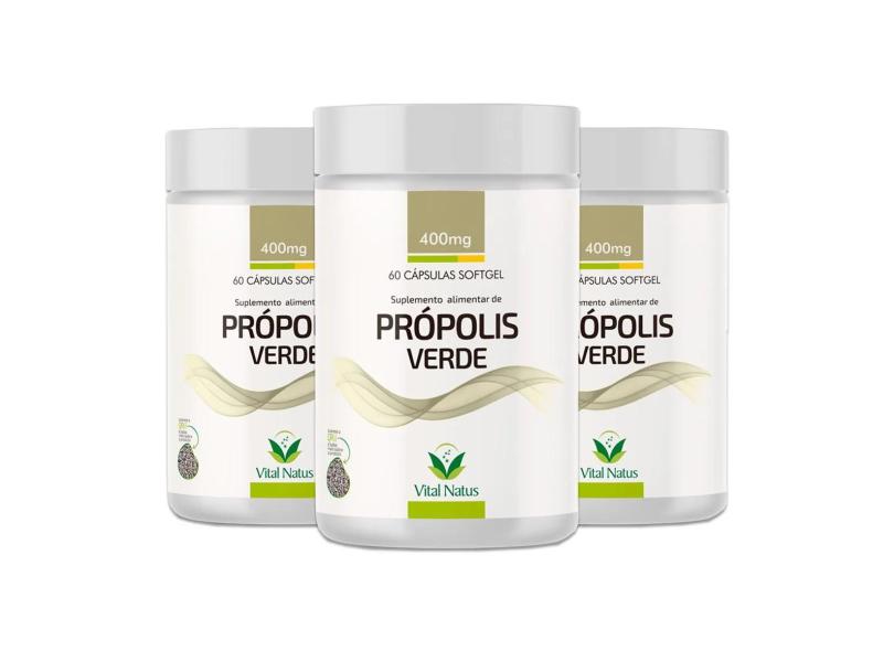 Kit 3 Própolis Verde 400Mg (Alta Concentração) 60 Cápsulas Softgel - (3X60 Caps)