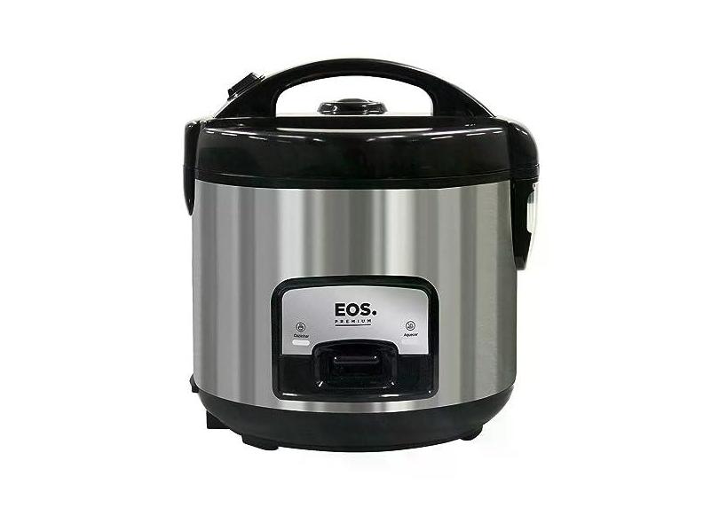 Panela Elétrica De Arroz Eos 10 Xicaras Inox Preta Tampa Vidro Clear Glass Epa10pi 220v