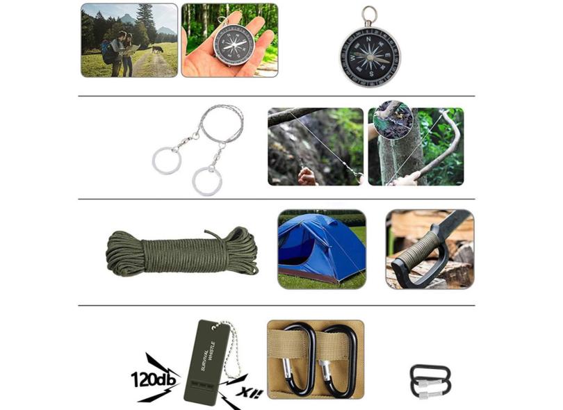 Kit de sobrevivência ao ar livre para equipamentos de acampamento Mochila  edc Ferramentas de primeiros socorros para caminhada com o Melhor Preço é  no Zoom