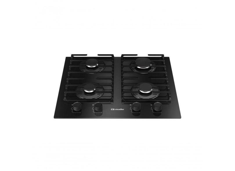 Fogão Cooktop 4 Bocas MCG4bm Grade Dupla Mesa De Vidro Mueller Preto Bivolt
