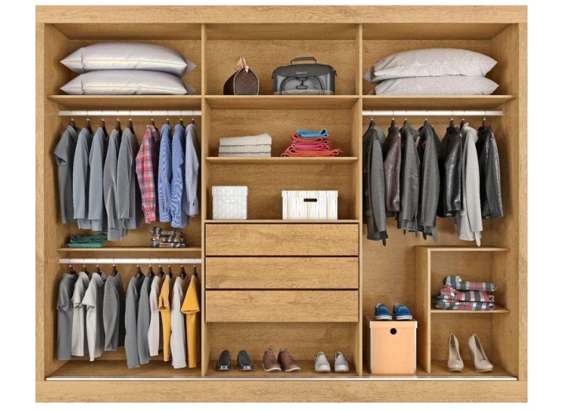 Guarda-Roupa Casal 3 Portas 3 Gavetas com Espelho Veneza Made Marcs