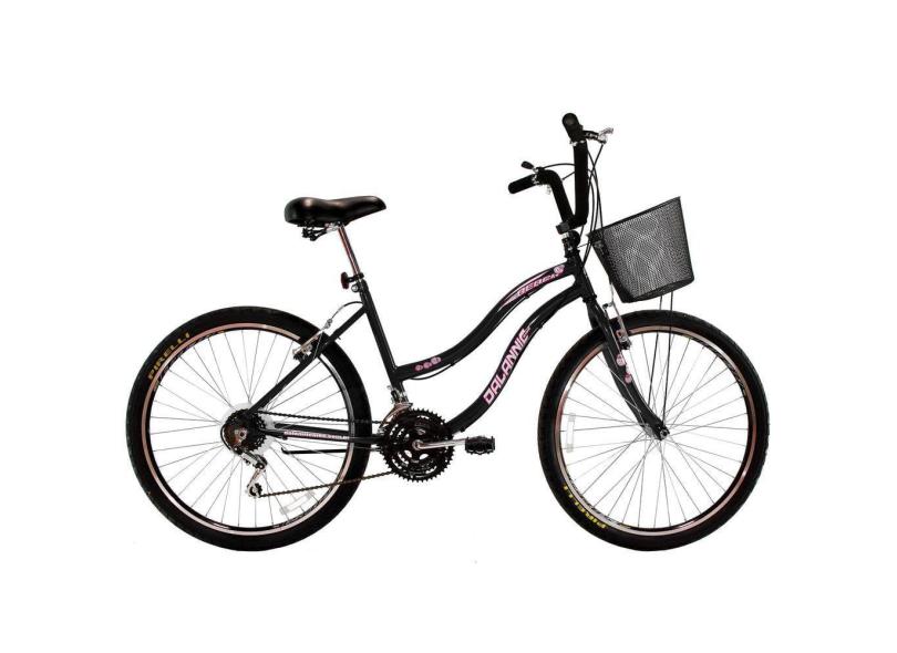 Bicicleta Passeio Feminina Aro 26 Com Cestinha 18 Marchas