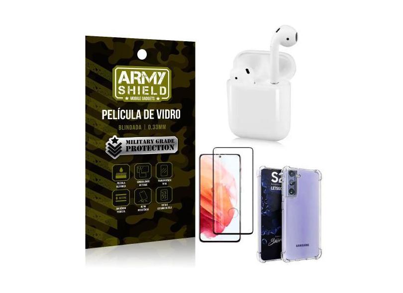Fone Bluetooth Ly-122 Samsung S21 Plus + Capinha Anti Impacto + Pelícu