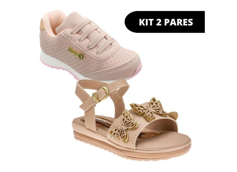 Kit Sandália e Tênis Menina Infantil Feminino Escolar-Feminino