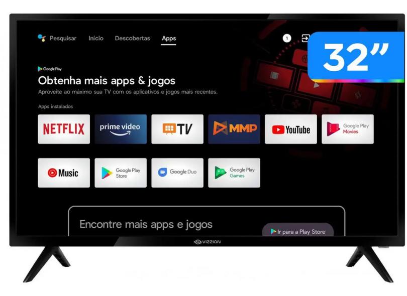 Smart TV 32” HD D-LED Rig Vizzion BR32D1SA - IPS Wi-Fi 2 HDMI 2