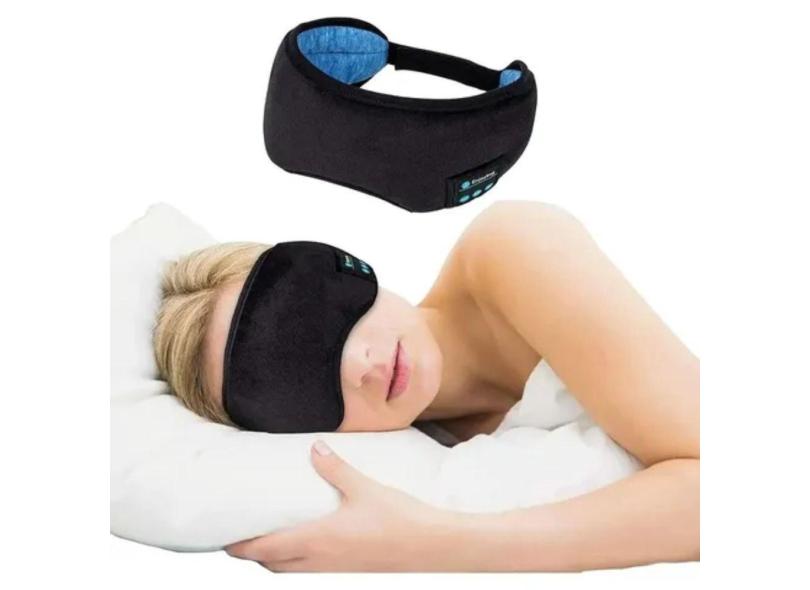 Tapa Olho Máscara Dormir Fone De Ouvido Bluetooth Preto
