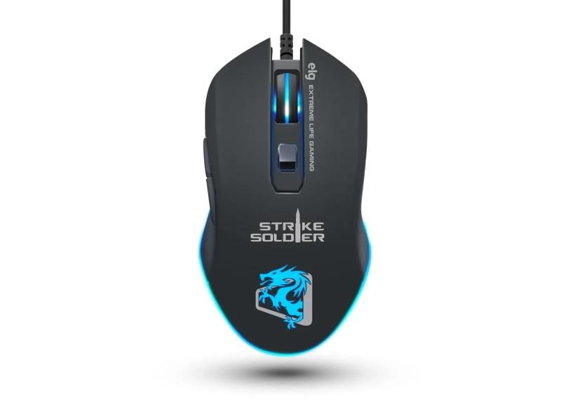 Mouse Gamer Striker Soldier Led 6 Botões 4800 DPI MGSS ELG