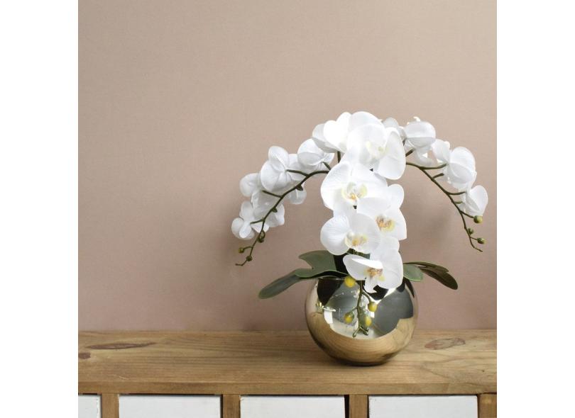 Flores artificiais Arranjo de Orquídeas Artificial no Vaso Espelhado|Linha  permanente Formosinha em Promoção é No Buscapé