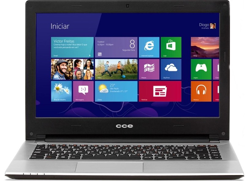 Notebook CCE Ultra Thin Intel Core i3 3217U 3ª Geração 4GB de RAM HD 500 GB LED 14" Touchscreen 3D Windows 8 HT345 TV