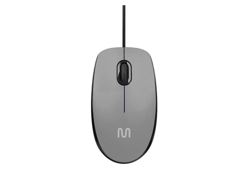 Mouse Com Fio MF400 Clique Silencioso Conexão USB 1200dpi Cabo de 180cm 3 Botões Cinza Multi - MO387