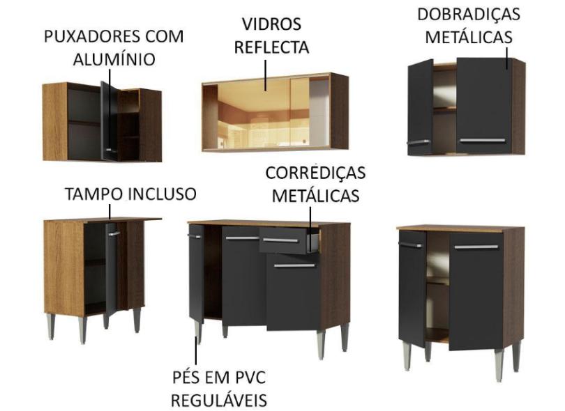 Cozinha Completa 1 Gaveta 11 Portas Emilly Play Madesa
