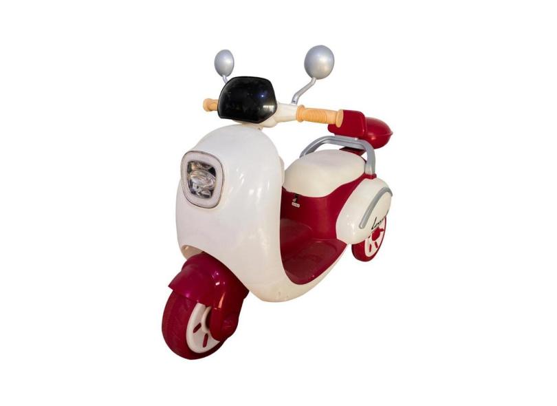 Mini Moto Elétrica Infantil Branca Musica Mp3 Luz Led Pedal