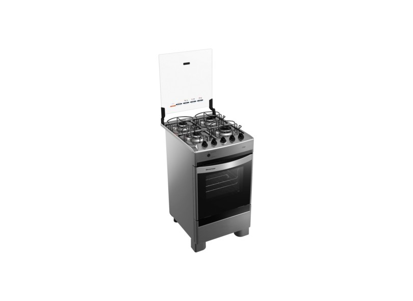 Fogão de Piso Brastemp Clean 4 Bocas Acabamento Inox BFO4NARUNA