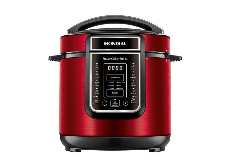 Panela de Pressão Elétrica Digital 6L, Mondial, Vermelho/Inox - PE-60-6L-RI