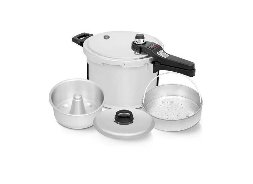 Panela De Pressão Nigro Com Legumeira E Forma Pudim 6 Litros