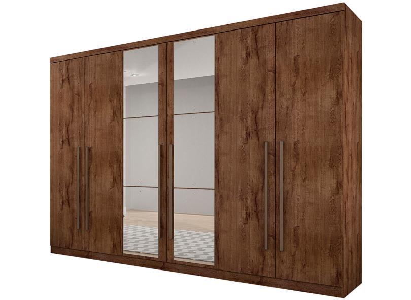 Guarda-Roupa Casal 6 Portas 8 Gavetas com Espelho Bari 2E Novo Horizonte