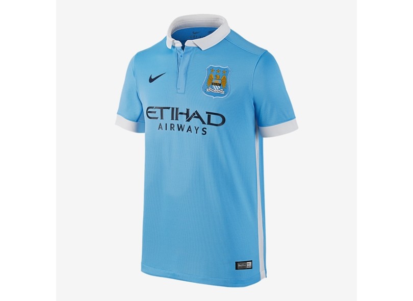 Camisa Torcedor Manchester City I 2015/16 Infantil sem Número Nike