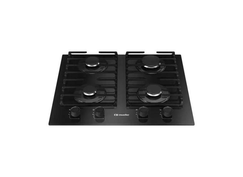 Cooktop 4 Bocas Gás Mesa de Vidro Preto Bivolt Mueller, Bivolt