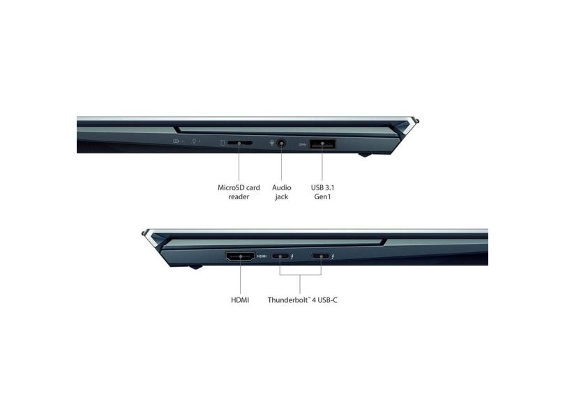 Notebook Asus Zenbook Intel Core i7 1165G7 11ª Geração 16.0 GB de RAM 2048.0 GB 14.0 " Full Touchscreen GeForce MX450 Windows 10 Pro Duo UX482EG