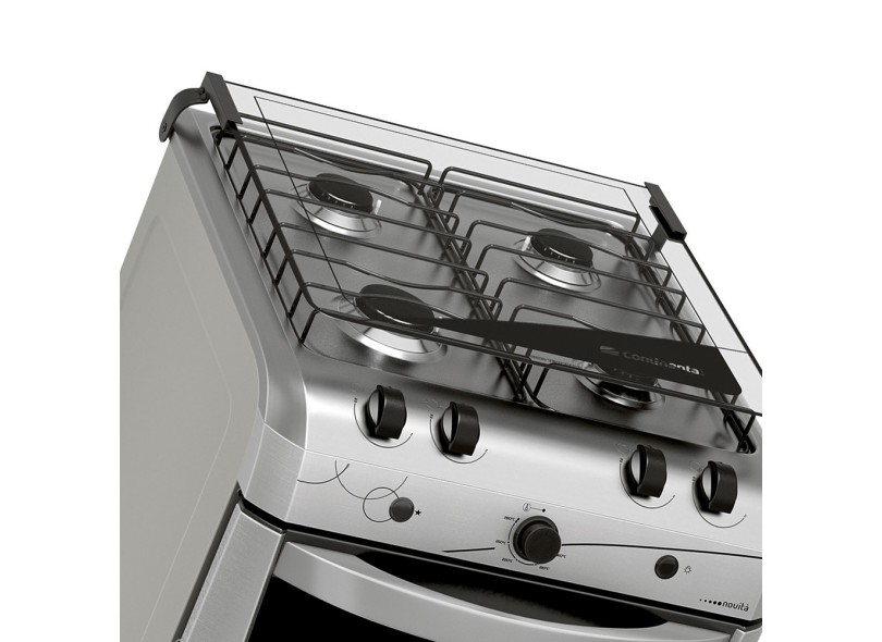 Fogão de Piso Continental Innovazione Novitá 4 Bocas Acendimento Automático Acabamento Inox FGCT004PNVDA0IN