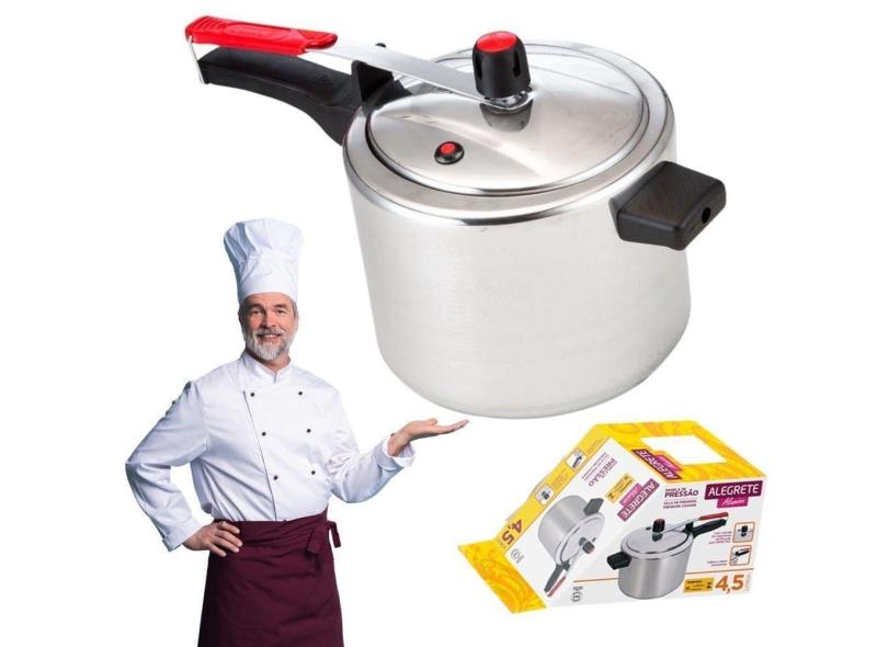 Panela De Pressão 4,5 Litros Polida Com Válvula De Segurança E Pino Central Para Cozinhar Mandioca Carne Sopa