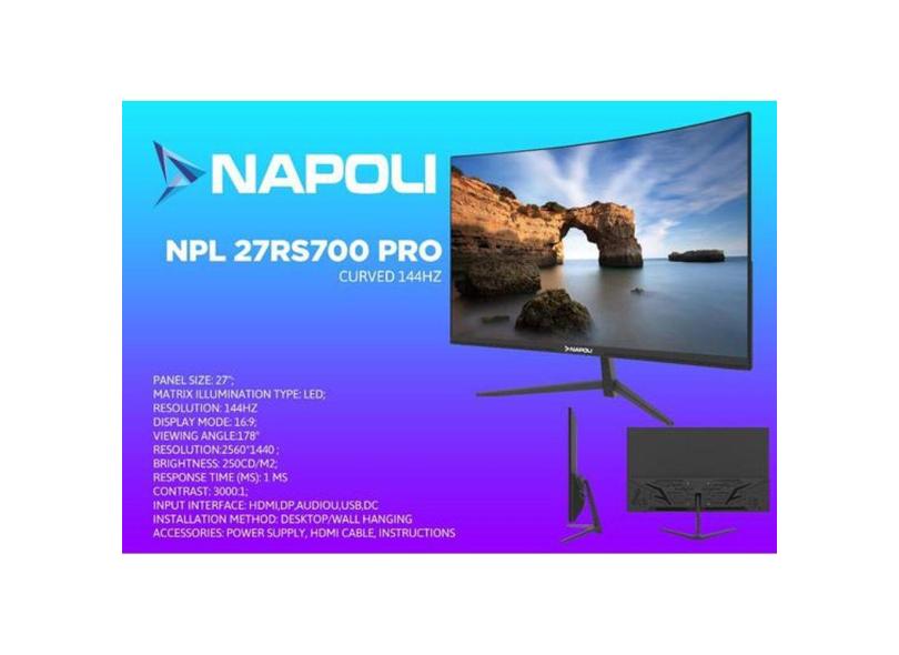 Monitor 27 Napoli NPL-27RS700 Pro Curve 165HZ/2K/1MS