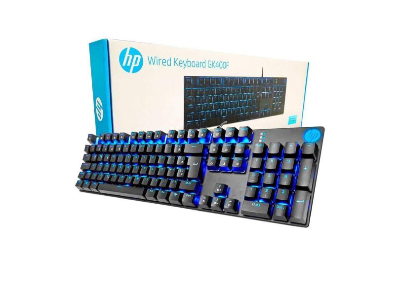 Teclado Mecânico Gamer Hp Gk400F Usb Led Azul Switch Blue