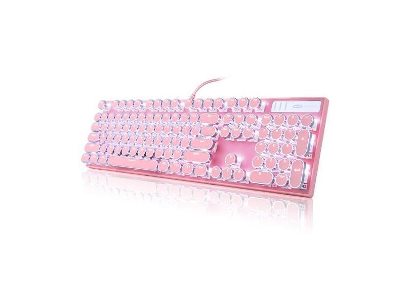 Teclado mecânico para jogos Camiysn Typewriter Style Pink