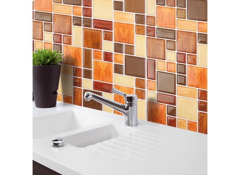 Adesivo de parede de banheiro em pvc à prova de óleo autoadesivo estilo telha de mosaico à prova
