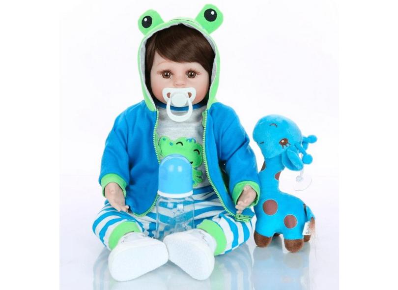 Boneco bebe reborn menino lindo todo silicone original 55 cm nova baby