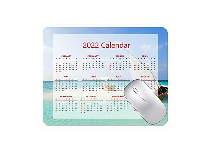 Mouse pad para jogos com calendário 2022 Maldivas Sea Beach Sailboat Rubber Mouse pad