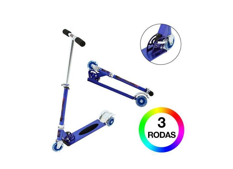 Patinete Vingadores Para Criança Três Rodas Masculino Azul - Dm Radica