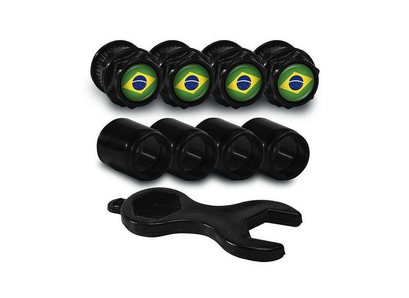Bicos Capa de Válvula Preto Pneu Bandeira Brasil - DCAPS