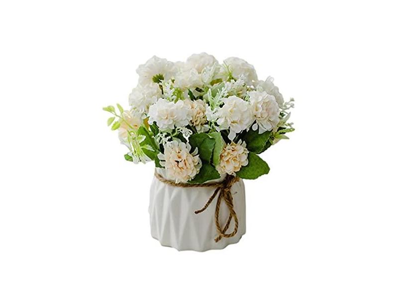 BAOLI Flores sintéticas em vaso, decoração de flores falsas nunca desbotam, arranjos  de flores de seda, mini bola de flor de 16 cm, flores artificiais com vaso  com o Melhor Preço é