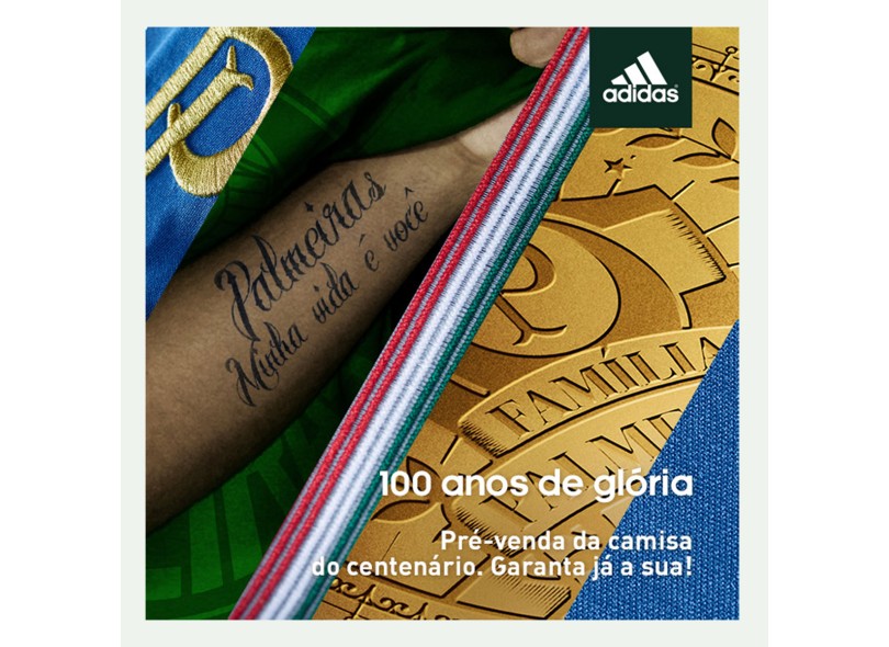 Camisa Jogo Palmeiras Centenário 2014 sem Número Adidas
