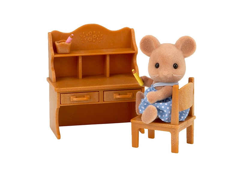 Boneca Sylvanian Families Irmã Rato com Escrivaninha Gulliver
