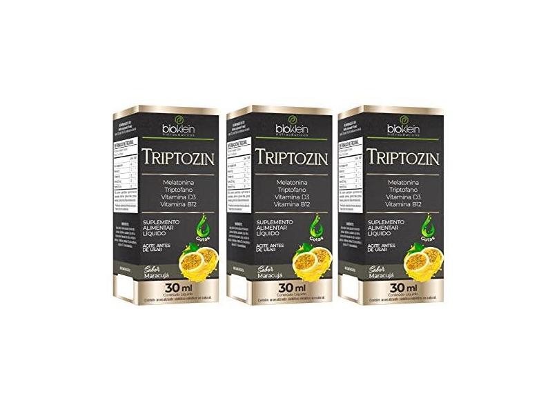 KIT 3X Triptozin (Melatonina, Tiptofano, Vitamina D3 e B12) em gotas 30ml - Bioklein Sabor:Maracujá
