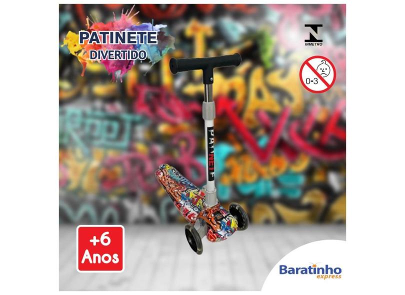 Patinete Infantil Divertido 3 Rodas Grafite Street 40kg