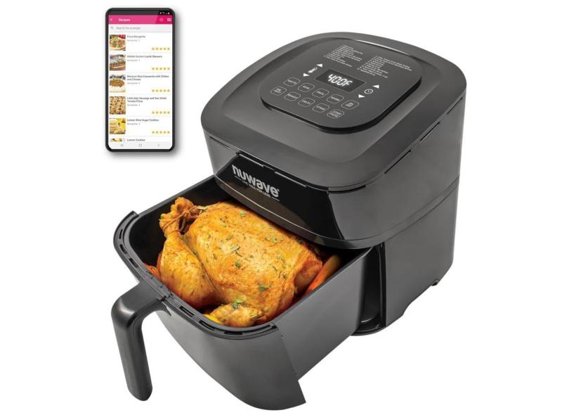 Air Fryer 10 em 1 Capacidade 6.8L com Tecnologia Térmica Linear Patenteada e Cesta Segura para Lava Louças, 110V 1800W, Nuwave Brio, Preta