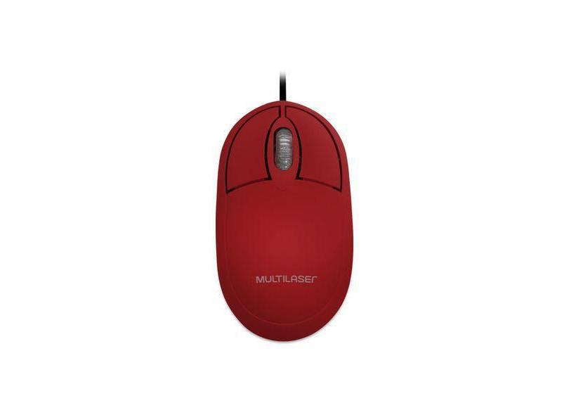 Mouse Classic Box Óptico Full Vermelho USB 1200dpi USB Multilaser - M0