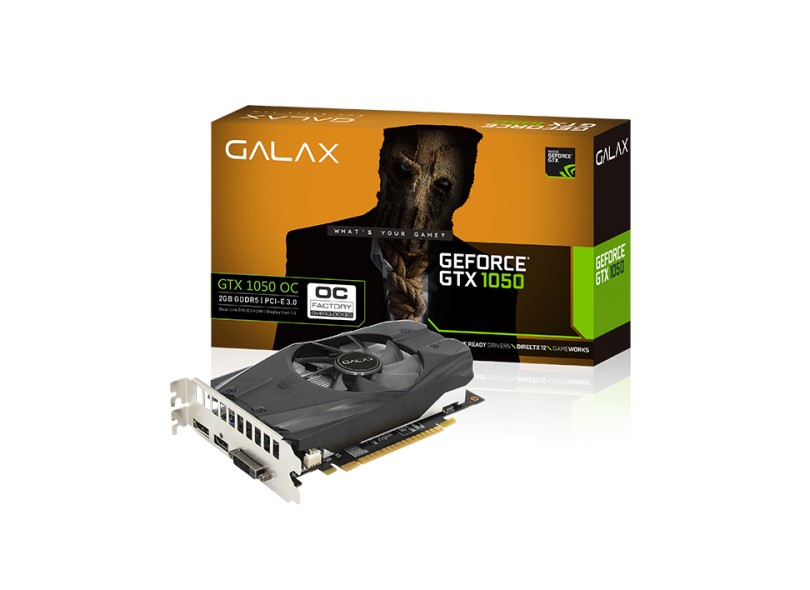Placa de Video NVIDIA GeForce GTX 1050 2 GB GDDR5 128 Bits Galax 50NPH8DSN8OC